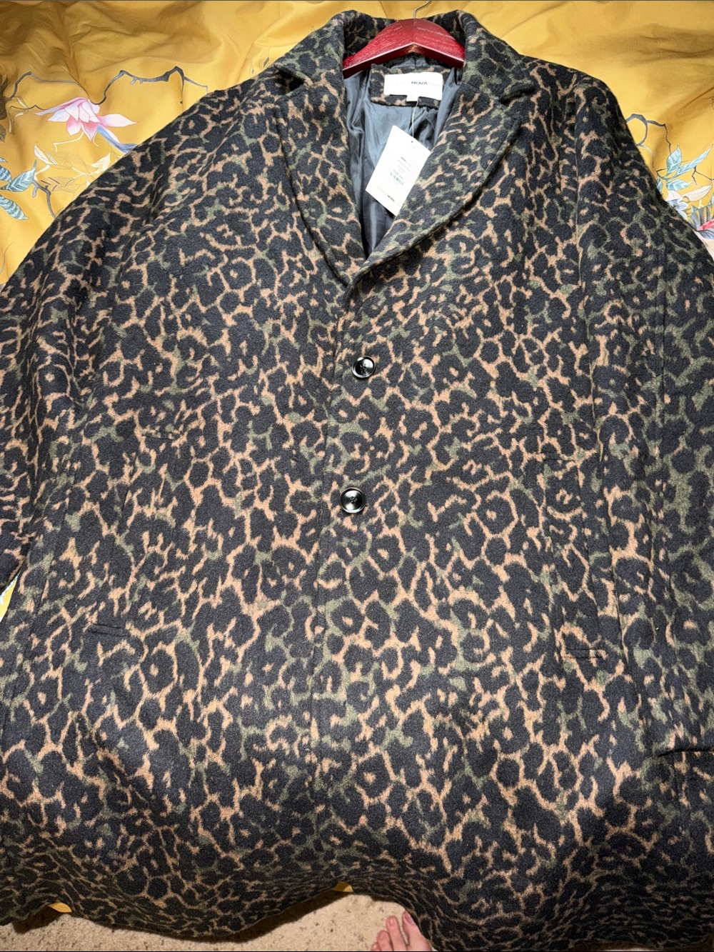 Me s 2X 46R leopard wooly overcoat / NEW